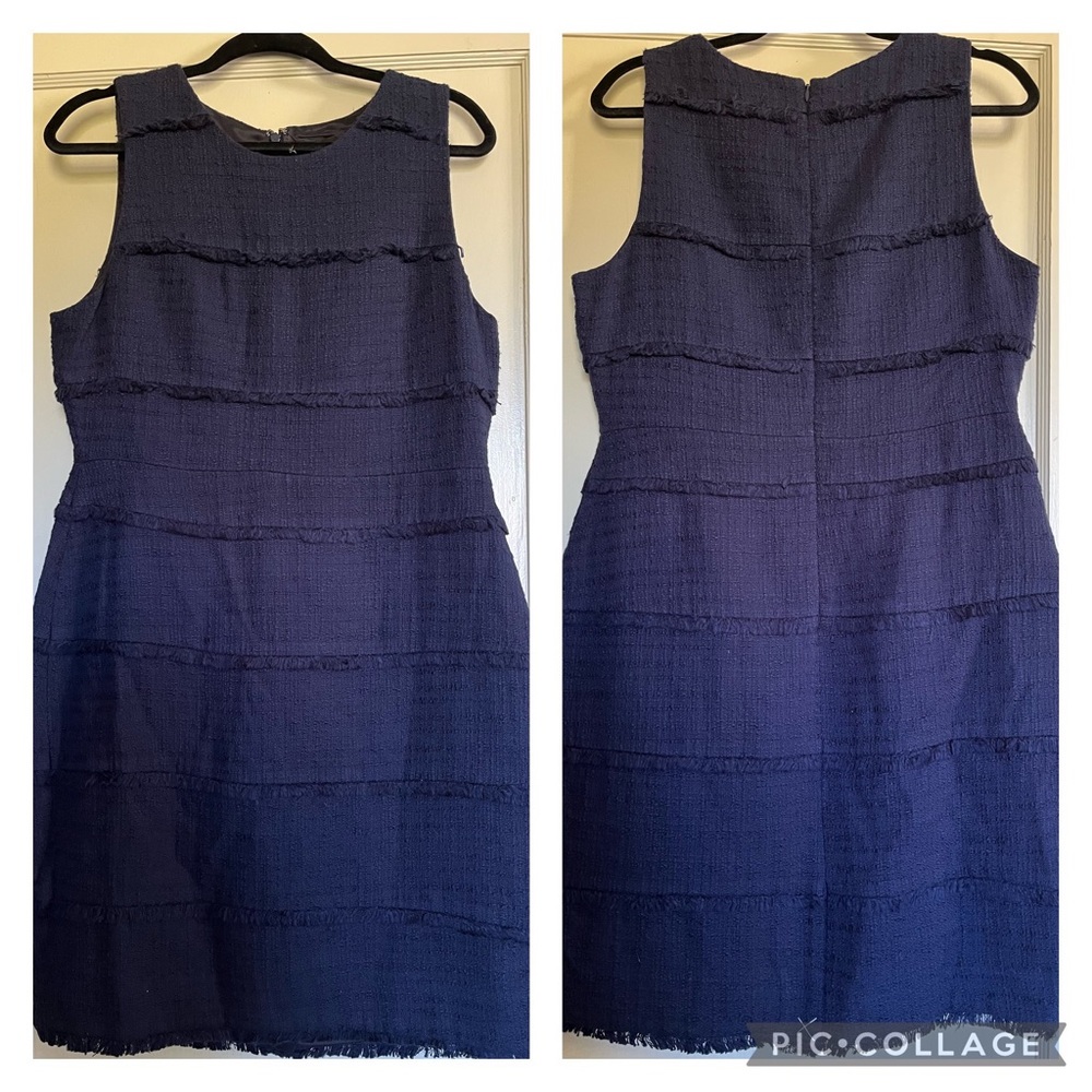 J. Crew Navy Blue Textured Sheath. Size 12. New with tags.